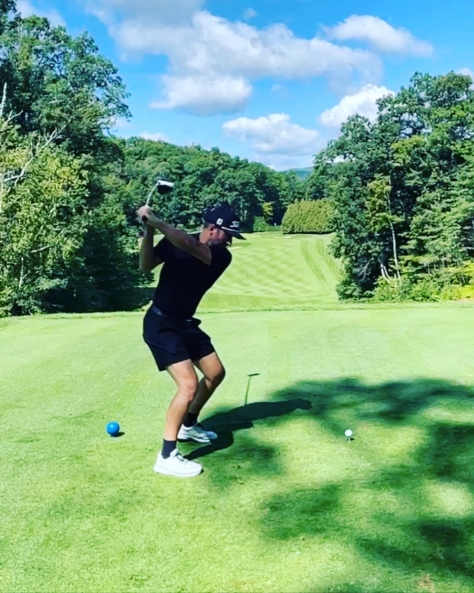 Golf swing on the tee